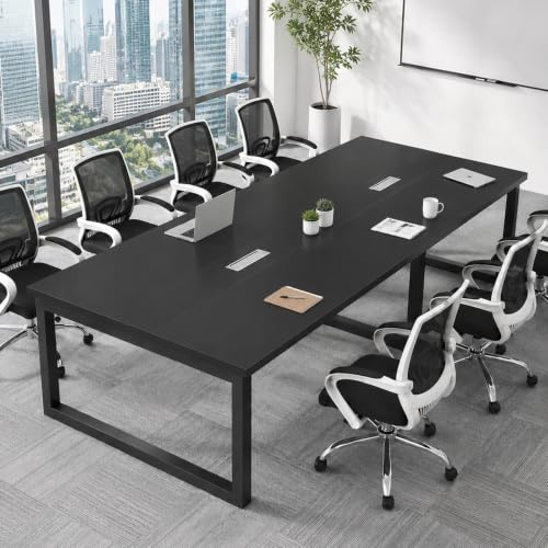 Konferenztisch große– Moderner Besprechungstisch mit Kabelmanagement – Büroarbeitstisch für Seminarraum, Coworking, Besprechungsraum, großer Esstisch - Stuhl Nicht im Lieferumfang enthalten