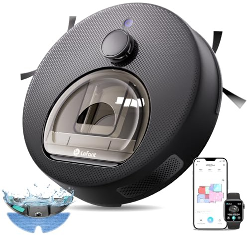 Lefant M330 Plus Robot Aspirador y Fregasuelos 3 en 1, 150 min, 5000 Pa, Navegación dToF, Depósito 450 ml, Carga Automática, Robot Aspirador para Alfombras, WiFi/App/Alexa, Negro