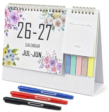 Tischkalender 2026, 1. Juli 2026 bis 30. Juni 2027, Tischkalender Zum Aufstellen, Kalender 2026 Schreibtischkalender Desktop Monatskalender mit Praktischen Abreißzetteln, Mini Notizen, To-Do-Liste