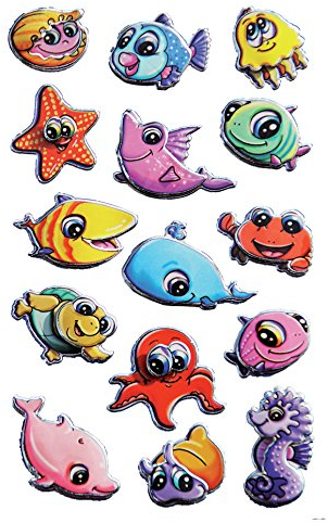 AVERY Zweckform 53159 Kinder Sticker Meerestiere (3D Effekt) 15 Aufkleber