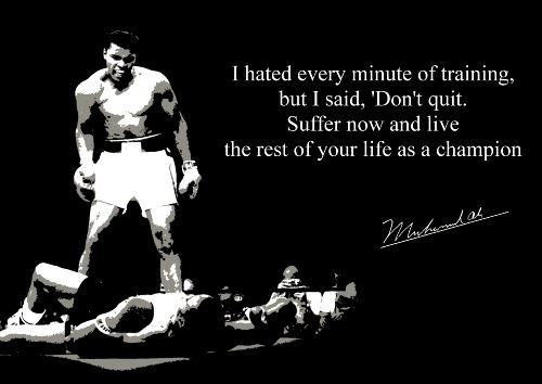 Poster mit inspirierendem Spruch, Motiv: Muhammad Ali (1), mit Signatur-Druck