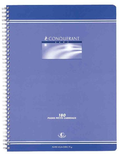CONQUÉRANT Lot de 5 Cahiers reliure intégrale 24 x 32 cm 180p 70g petits carreaux Coloris aléatoire