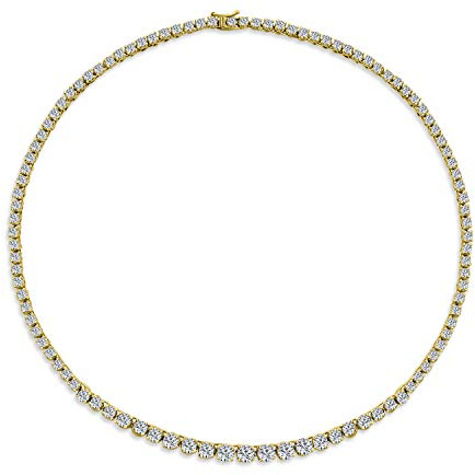 Bling Jewelry Klassische Traditionelle Braut-Cubic-Zirkonia-Graduierte Aaa Cz Runde Krappenfassung Statement Tennis Halskette Kragen Für Frauen Hochzeit Abschlussball 14 Karat Vergoldet