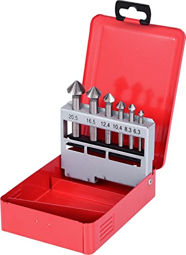 KS Tools 336.0416 HSS Co 5 Kegel-Entgratsenker-Satz, Stahlblechkassette 6-tlg.