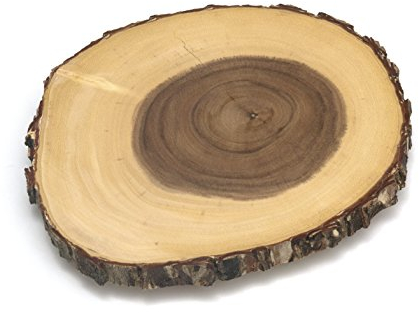 Lipper International 1010 Acacia Bark Footed Servierplatte für Fleisch, Käse, Wurst und Hors d'oeuvres, Akazienholz Baumplatte, Akazienbaumrinde