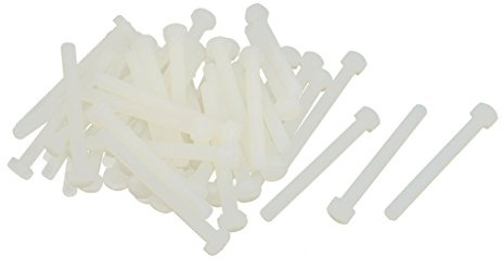 sourcing map M5 x 50mm Full Thread Nylon Metric Hex Head Cap Screw Bolt 50 Pcs