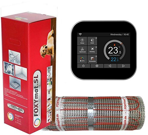 FOXYSHOP24-elektrische Fußbodenheizung PREMIUM MARKE FOXYMAT.SL (160 Watt pro m²) mit Thermostat FOXYREG SPS,Komplett-Set 1.5 m² (0.5m x 3m)