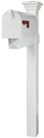 4Ever Products Buchanan Decorative Vinyl Mailbox Post with White Mailbox