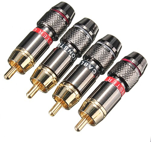 FEVERWORK 2 Pairs Gold Plating RCA Terminals Connector RCA Male Plug For Speaker Cable Amplifier