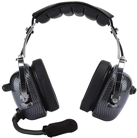 Topiky Casque d'aviation, Casque de réduction du Bruit d'aviation à Montage sur tête avec 3 Microphones PTT pour pour pour, etc. (Noir)(Tête M)