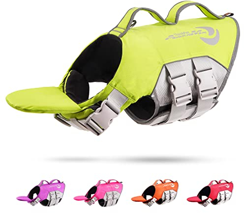 ThinkPet Hund Schwimmweste Einstellbare Rettungsweste Reflektierende Lifesaver mit Auftrieb