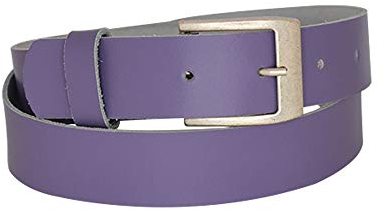 DayneQ 3,5cm Breit Echt Leder Guertel Altsilber Nickelfree Schnalle - - 20925-35-SIL - Hell-Lila Bundweite 105cm