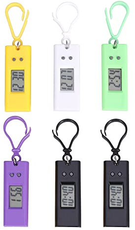 Hemobllo Lot de 6 petites montres de poche en plastique avec porte-clés - Montre numérique portable pour étudiant - Pendentif à clipser - Montre de poche à suspendre - pour enfants et filles (couleur