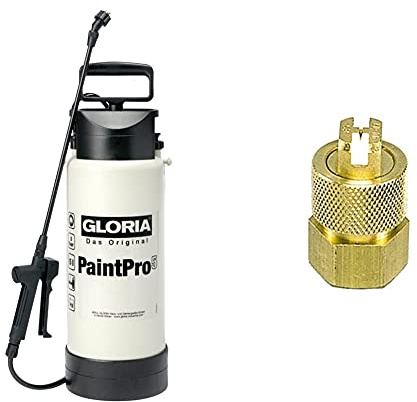Gloria Drucksprüher PaintPro 5, 5L, Ölfest für Grundierungen, Farben, Lacke auf Wasserbasis & Messing-Spezial-Flachstrahldüse Typ 000111.0000