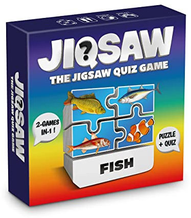 100 PICS Fish Jigsaw Quiz | Family Puzzle + Fun Quiz | 1-8 Players | Large Table Game | 45 Minutes Playing Time