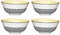 KitchenCraft Set of 4 Glazed Stoneware Bowls with Moroccan Pattern, Black, Yellow & White Ceramic Bowls with Footed Base, Microwave & Dishwasher Safe, 15.7 cm (6)
