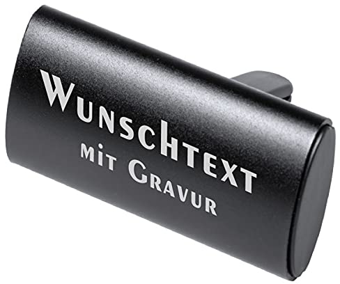 Personalisierte Auto Logo Parfüm mit Gravur und Wunschtext Lufterfrischer Duft Spender Auto Emblem Duftspender Auto Entlüftungs-Parfüm Klimaanlage, Geruch Entfernen Schwarz