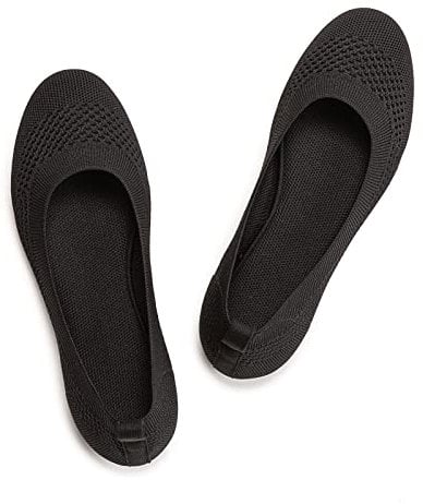 Women's Ballet Flats Slip On Knit Dress Shoes Pumps Shoes Round Toe Black