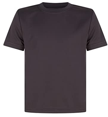 T-shirt de football pour enfants - Pour garçons et filles - Pour l'école, le fitness, la course à pied, gris, 13-14 ans