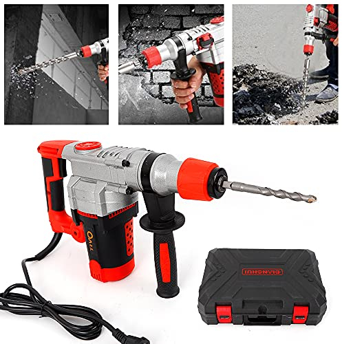 Multi-function electric hammer,Bohrhammer Akku Set, 3-in-1 2200w Akku-Schlagbohrer4.0Ah Akku Bohrmaschine Wechselfutter, Bürstenloser Motor Hammer für Ziegel, Holz, Stahl, Mauerwerk