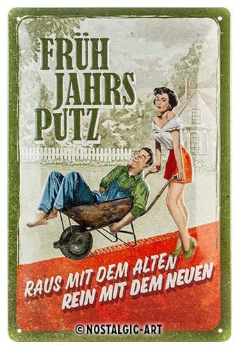 Nostalgic-Art Retro Blechschild, 20 x 30 cm, Frühjahrsputz | aus Metall, Vintage Design, Blechschilder Sprüche, Geschenk-Idee für Garten-Freunde