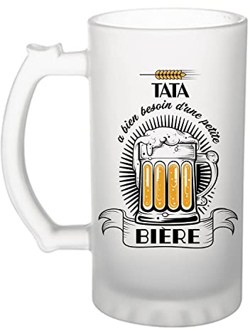 Planetee Chope de bière - Tata a besoin d'une bière - Verre à bière humour idée cadeau fête des mères anniversaire