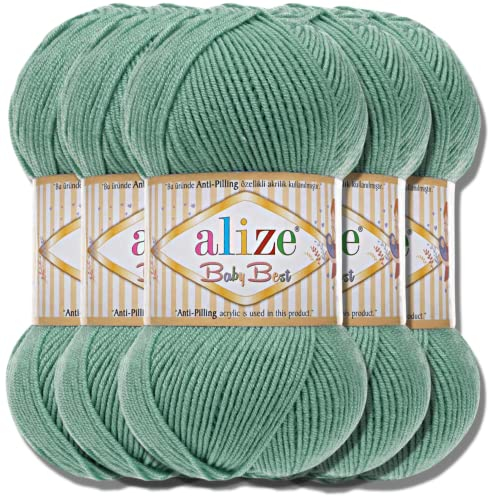 Hobby YARN Alize Baby Best Batik 5x 100g Türkische Premium Wolle Babywolle (Light Aqua | 463)