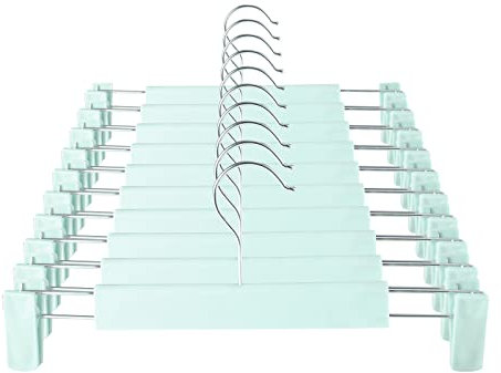 GUANJUNE Kleiderbügel,Platzsparende Rockhalter mit 360 ° Schwenkhaken,Verstellbare Clips Hosenbügel,Kleidung Mantel Kleidungsstück Jeans Kleiderbügel (10er Pack, Grün)