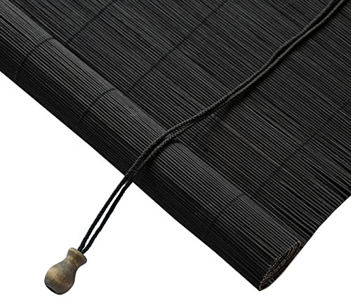 KUISOGAN Moderne Bambus Rollo Schwarz Bambus Raffrollo Premium Umweltfreundlich Bambusvorhang,60% Lichtfilterung Atmungsaktiv Bambus Jalousette für Büro,Wohnzimmer,Schlafzimmer (W155xH300cm)
