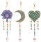 MWOOT 3 Stück Diamant Malerei Windspiele,Kristall Sonnenfänger Hängende Verzierung Set, Diamond Art Painting Wind Chimes Suncatcher für Fenster Haus Garten Dekoration(Mond+Herz+Mandala)