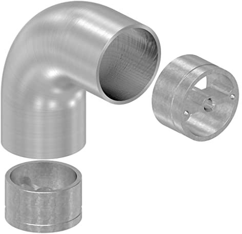 STEINBACHER© | Curva per tubi in acciaio inox a 90° per corrimano in legno da 42 mm, V2A