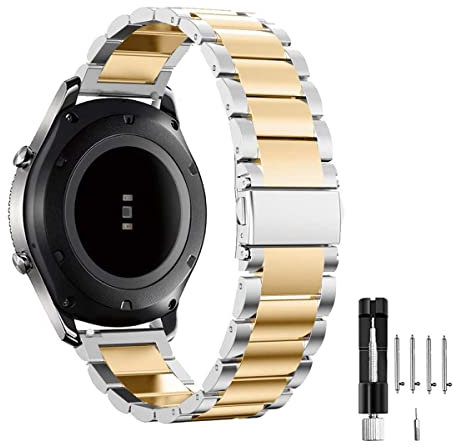 MUENShop 20mm Edelstahl Armband Kompatibel mit Samsung Galaxy Watch 3 41mm Galaxy Watch Active 2 40mm/44mm Huawei Watch GT 3 42mm Garmin Vivoactive 3 Metall Uhrenarmband