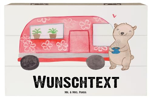 Mr. & Mrs. Panda Personalisierte Holzkiste Camper 19 x 12 cm - Personalisierte Geschenke, Kiste Personalisiert, Erinnerungsbox Personalisiert,