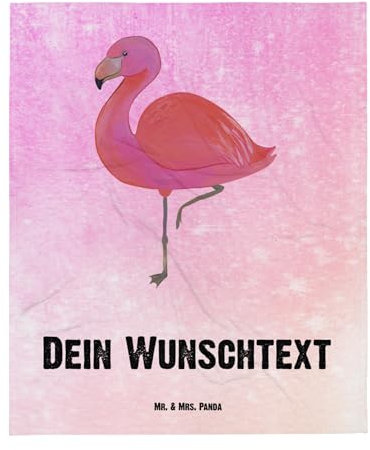 Mr. & Mrs. Panda Personalisierte Decke Flamingo Classic - Personalisierte Geschenke, Decke Bedrucken, Decke mit Namen, Freundinnen, Stolz,