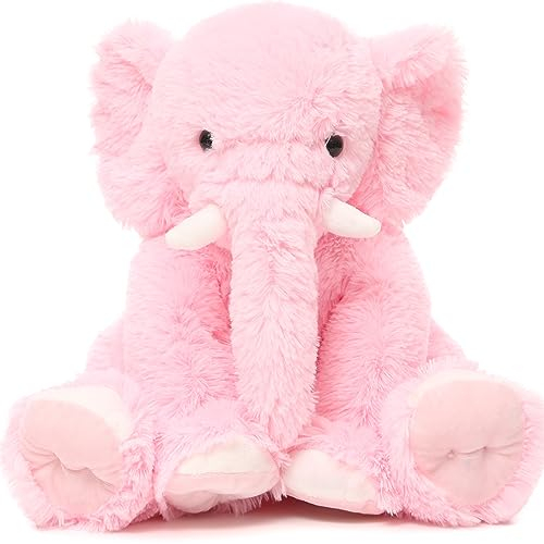 MorisMos Elefant Kuscheltier XXL,50cm groß Elefant Plüschtier Stofftier, Rosa Sitzend kuschelige Plüschelefant,Geburtstag Geschenk für Kinder, Baby, Mädchen und Jungen