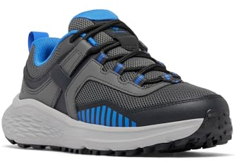 Columbia Unisex Kids Kids Konos Low Low Rise Hiking Shoes, Grey (Y Dark Grey x Vivid Blue), 5 UK