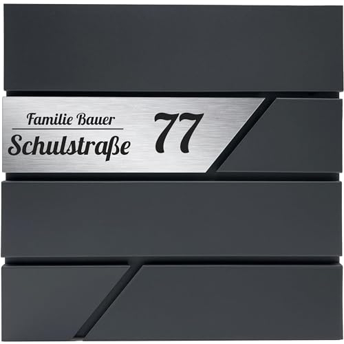 PRINTIMA Julia Personalisierter Briefkasten Anthrazit (RAL7016) mit Zeitungsfach: Wetterbeständigkeit, Funktionalität und Eleganz, mit Realistischem Vorschau auf Personalisierung, 37x37x11 cm