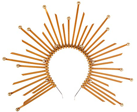 IPENNY Sonne Halo Crown Göttin Haarreif Stirnband Griechische Kopfschmuck Kopfbedeckung Strass Tiaras Boho Braut Hochzeit Halloween Kostüm Cosplay Festival Vintage Decor Kopfschmuck Golden Party