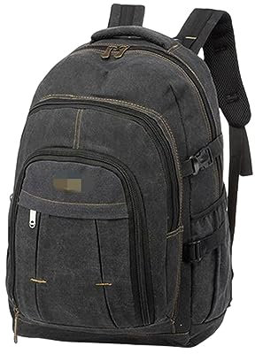 NOGRAX School Bag Men Canvas Backpack Zipper Rucksacks Laptop Travel Shoulder Notebook Schoolbags Vintage College School Bags-Black