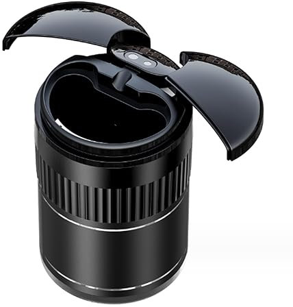 Car Ashtray for Vauxhall Meriva/Mokka/Tigra/Vectra/Grandland/Zafira, Smart Car Ashtray with Cover Self Extinguishing, USB Charging and Long Battery Life,- Black