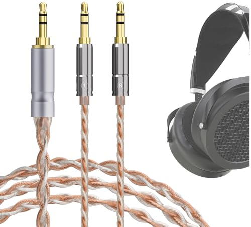 GEEKRIA Câble équilibré Compatible avec HIFIMAN SUNDARA, HE4XX, 400i, HE1000V2, Denon AH-D600, AH-D7200, 5N OCC Cordon Audio tressé plaqué Argent (3,5 mm vers Double 3,5 mm mâle / 5 Pieds)