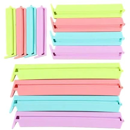 OSUWLSI 12 Piezas Pinzas Bolsas Alimentos, Tres tamaños Pinza Cierre Bolsa de Alimentos, Clip de Cierre de Cocina Multicolor Reutilizable de Plástico, para Embalaje de Cocina, Caramelos, Café