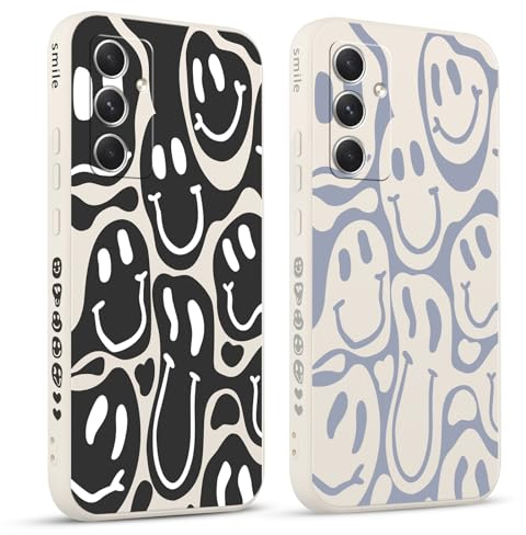 Pnakqil 2 stück Handyhülle für Samsung Galaxy A54 5G 6.4,Hülle Lustiges Verdrehtes Lächeln Grimace Bemaltes Muster süß Aesthetic Mädchen Silikon Schutzhülle Tasche Schön Kameraschutz Case