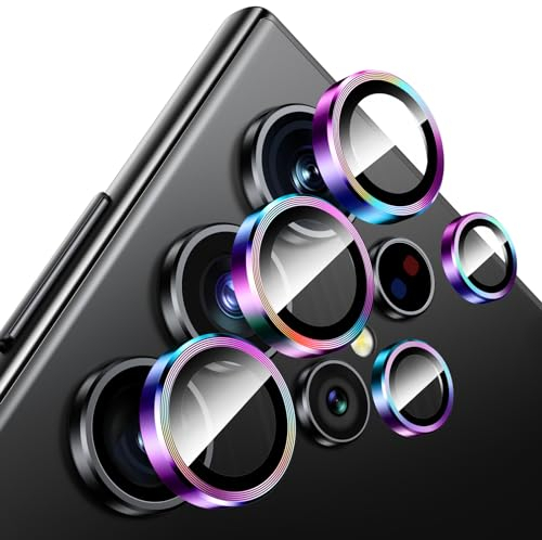 Fewdew for Samsung Galaxy S24 Ultra Camera Lens Protector, 9H Tempered Glass [Ultra HD][Anti Scrach] Metal Individual Ring Camera Screen Protector Cover for S24 Ultra,Colorful