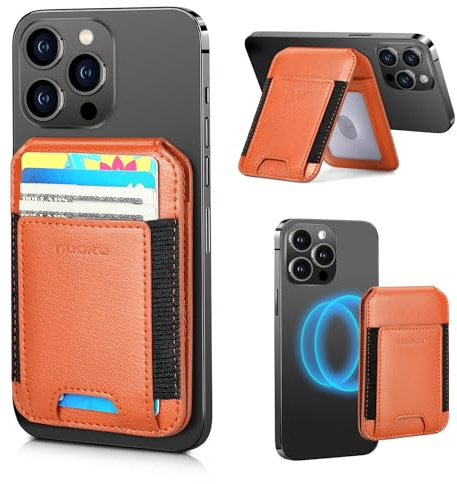 nuoku Leder Wallet für Magsafe, Kompatibel mit Magsafe Kartenhalter für iPhone 15/14/13/12 Serien, Nicht kompatibel mit 13 mini/12 Mini, Maximal passen 8 Karten