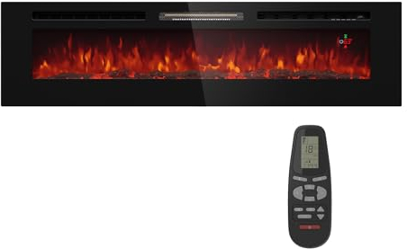 Klarstein Deko Kamin mit LED-Flammen, Elektro-Kamin mit Heizung und Kaminfeuer, 1800W Elektrisch mit Fernbedienung, Timer & Einstellbarer Thermostat, Sparsam