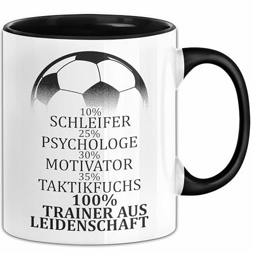 Fußballtrainer Tasse Spruch Trainer Aus Leidenschaft Fußballcoach (Schwarz)