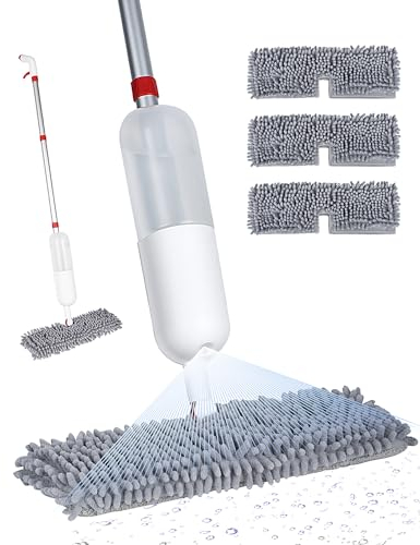 Wischmopp für Bodenreinigung - 2-in-1 doppelseitiger Mikrofaser-Sprühmopp mit Flip-Design, 3 wiederverwendbare Pads, für Laminat, Keramik, Fliesen, Vinyl - Zuhause & Gewerbe