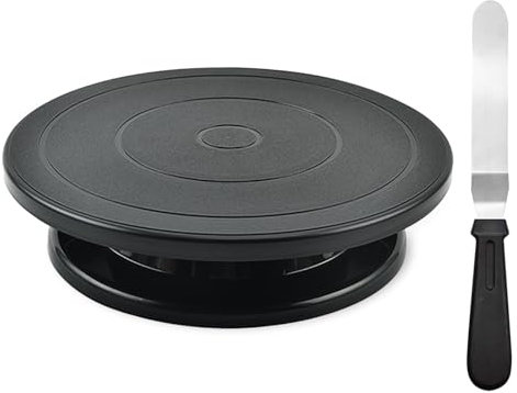 YushengTai - Bandeja giratoria para tartas (27 cm, bandeja giratoria con espátula para tartas, bandeja giratoria para decoración de tartas