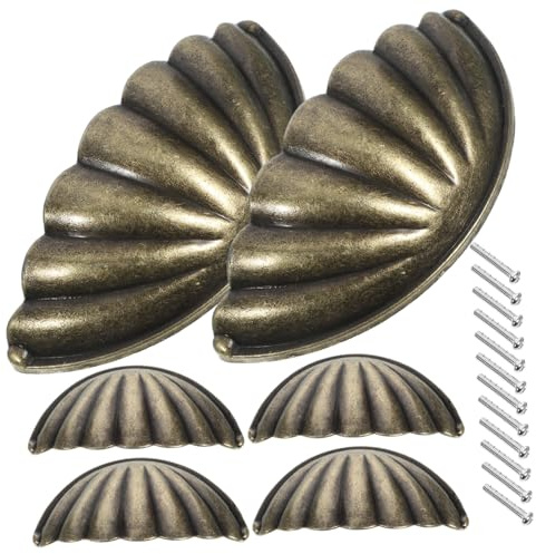 LALADEFIEE Náuticos Tiradores De Concha De Mar - Pomos Vintage Para Muebles De Cocina - Armario y Tocador Marina 6 Unidades De Manijas Para Cajón y Gabinete